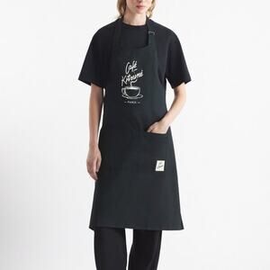 Maison Kitsune Café Kitsuné Coffee Cup Apron Black New Unisex 116921510